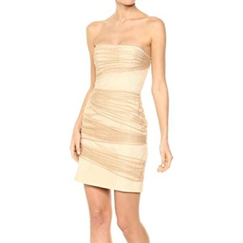 Halston Heritage Strapless Metallic Dress NWT